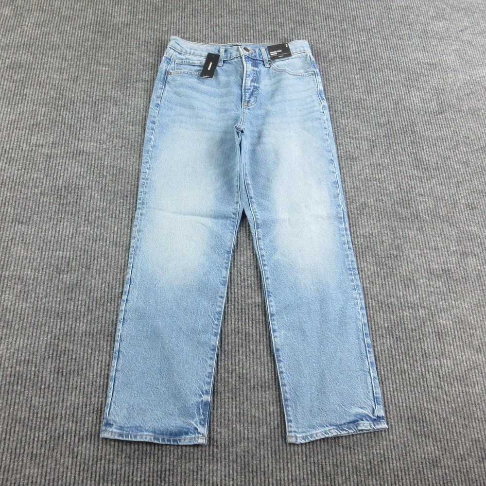 Express Jeans Womens 2 Blue Denim Straight Ankle High Rise Stretch 28x26* NWT